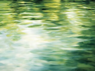 Abstract green and white rippling water texture.