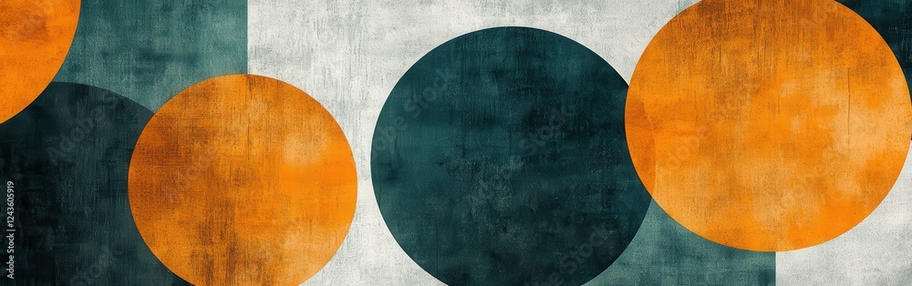 Aufkleber Overlapping pencil strokes create textured circles in muted tones on a minimalist background