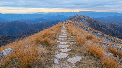 Mountain ecosystem with clear skies, diverse plant life, and animal habitats, reflecting the balance of nature in higher altitudes and the need for conservation of these fragile environments.