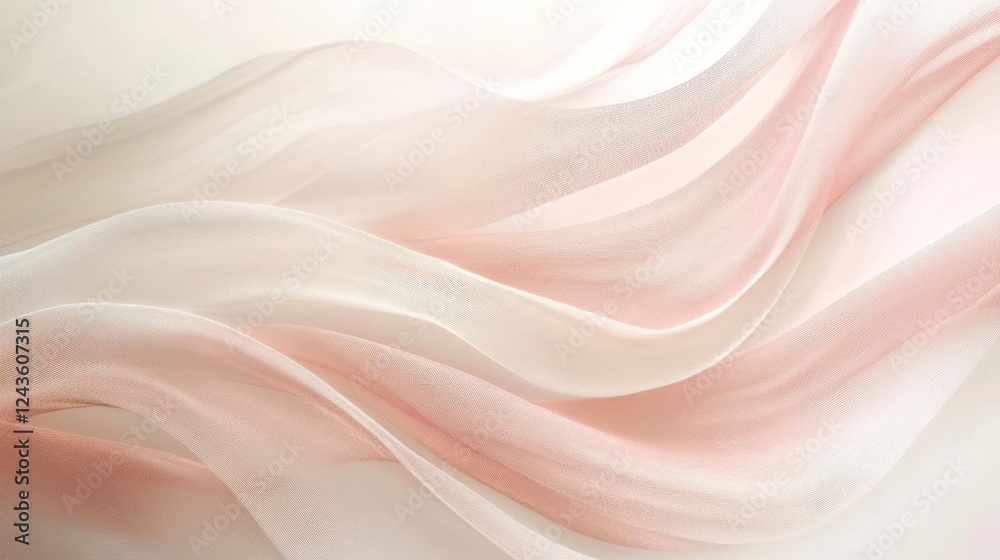 Aufkleber Soft pastel waves of sheer fabric create a tranquil and elegant backdrop for artistic expression and design projects