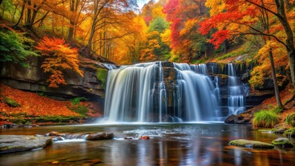 Obraz premium waterfall in autumn foliage, vibrant leaves, autumn colors, vibrant leaves