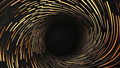 Abstract swirling golden lines in a dark tunnel