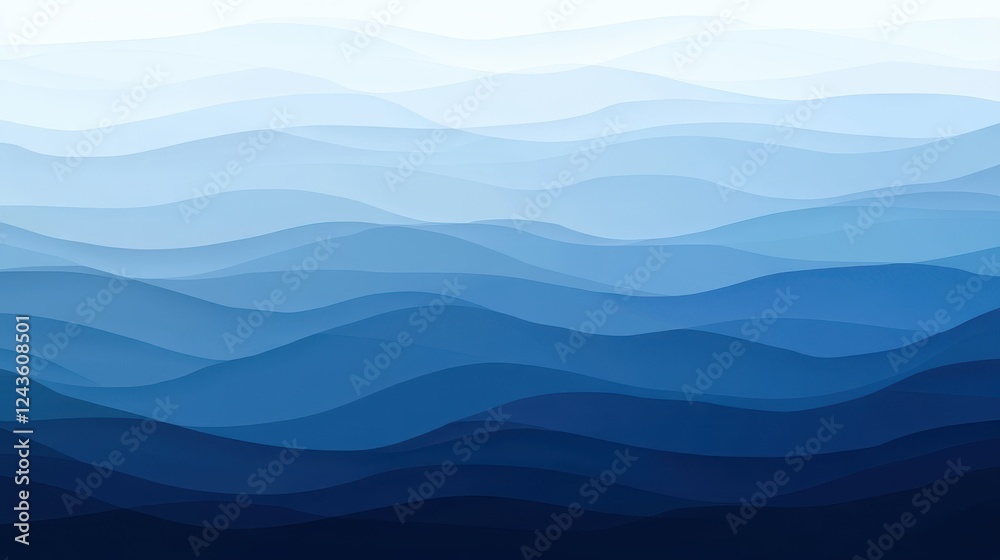 Poster gradient pencil strokes create a soothing background of blue shades flowing in waves