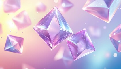 Sparkling Purple Crystals Floating in Soft Light