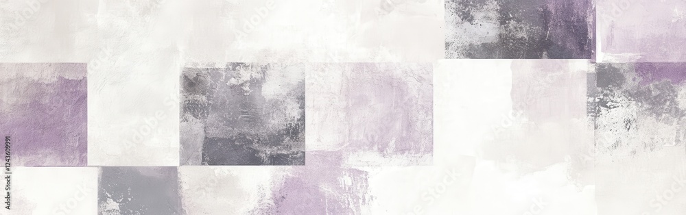 Poster Elegant pastel lavender and gray fragmented design with soft tones and textures in a modern abstract composition