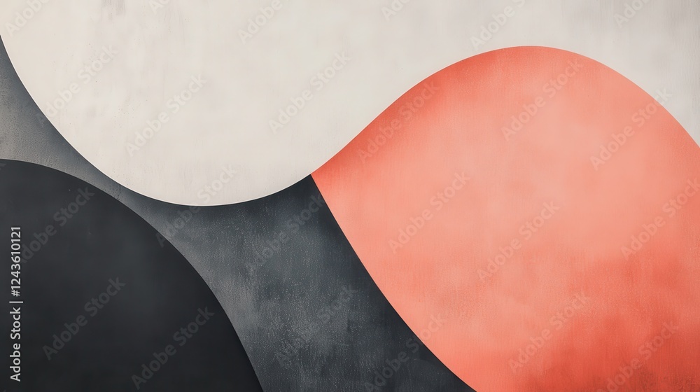 Poster elegant curves in coral and gray tones create a striking abstract design with smooth transitions and