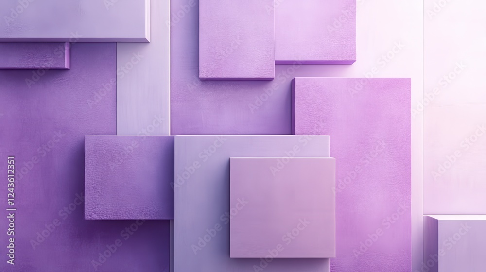 Fototapete abstract composition featuring lavender tones with geometric shapes arranged in a harmonious display