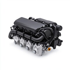 Modern Automotive Engine Design with Complex Components and Precision Engineering for High Performance Vehicles