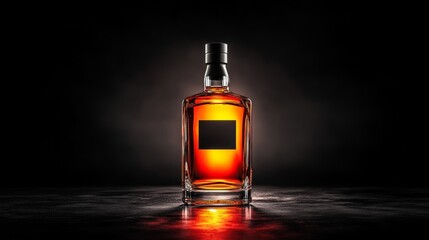 Luxurious glass whiskey bottle with blank label design for branding and packaging concepts