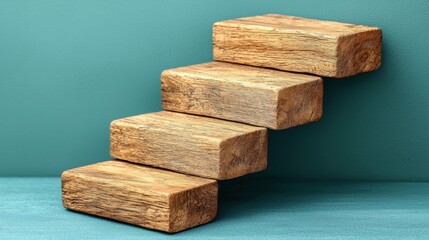 A staircase ascending toward the light with the next step highlighted, representing success, the next phase of growth, and moving forward toward achieving greater accomplishments.