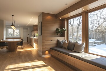 Modern living room design cozy home interior bright atmosphere natural light