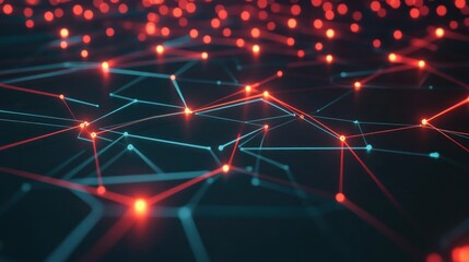 Digital network connections glowing in a geometric pattern