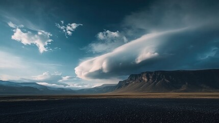 A captivating time-lapse of clouds moving in an anticlockwise direction over a mountain range