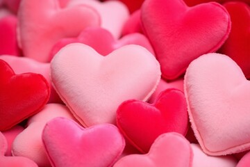 Obraz premium collection, plush, heart, shaped, objects, pink, red, colors