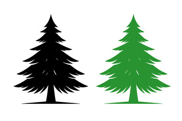 Pine Tree Silhouette Vector Illustration, Pine Tree Silhouette Illustration