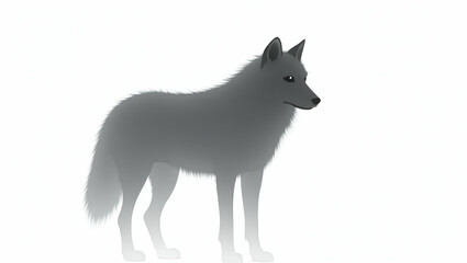 Obraz premium Title: A Majestic Wolf’s Silhouette Standing Proudly Against the Horizon