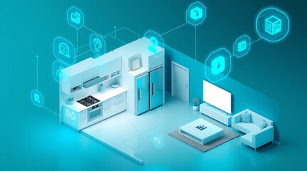 Smart Home Technology – The Future of IoT-Connected Living Spaces,  IoT, home automation, smart devices, connected living, AI home, smart kitchen, voice assistant, home security, intelligent home.