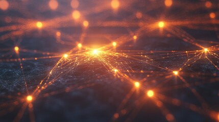 Fototapeta premium Digital network connections glowing in a geometric pattern