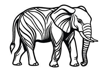 Fototapeta premium Silhouette of an elephant isolated on a white background