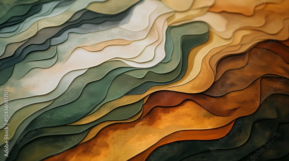 Poster layered abstract painting displaying earthy tones showcasing texture and depth