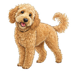 golden doodle dog isolated on transparent background