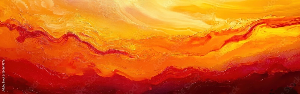Aufkleber Dynamic gradient featuring fiery red and orange tones creating a captivating abstract landscape at sunset