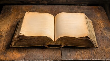 Obraz premium an empty open book on top of a wooden table