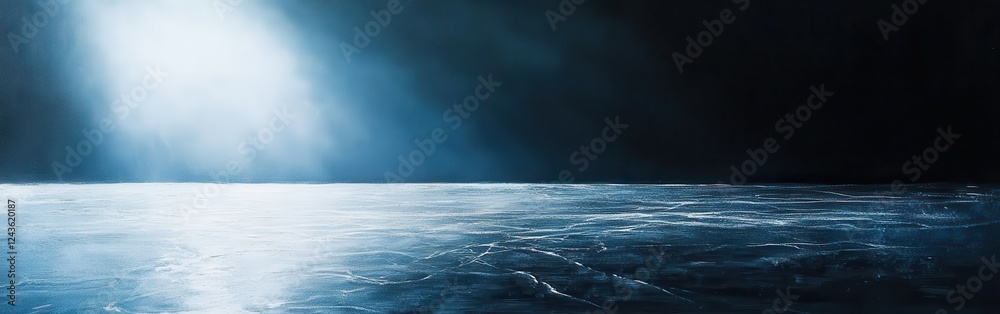 Aufkleber frosty blue ice locale under dark space with shimmering light rays piercing through the atmosphere