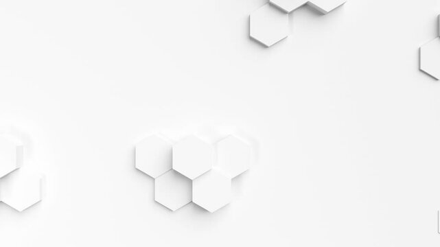 A white background with hexagonal shapes. Looped animation