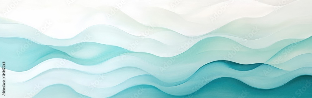 Aufkleber Soft swells of ocean blue and seafoam green create a serene and soothing atmosphere in a tranquil setting
