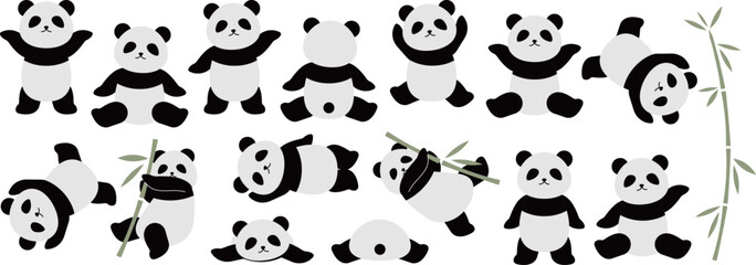 かわいいパンダさんのイラスト15種セット