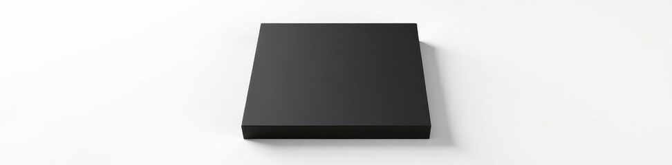 Empty black square coaster on white background, plain, coaster