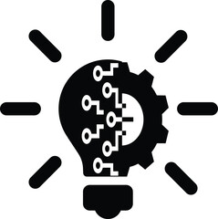 Innovation icon, creative idea icon with setting, 