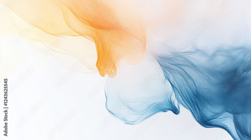 Aufkleber soft pencil strokes create a tranquil blend of pastel amber and calming blue in a serene abstract co