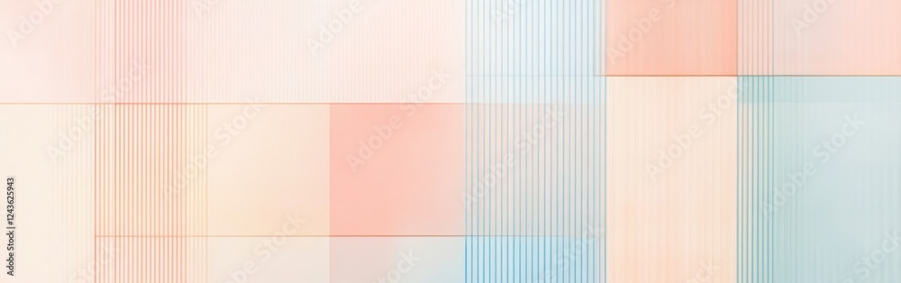 Aufkleber Decorative pastel grid pattern with peach and blue tones creating a soft, calming ambiance