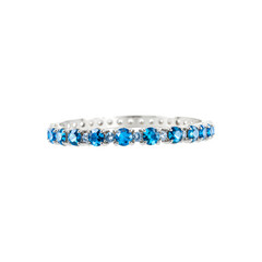 Silver bracelet with blue diamonds on transparent background. Silver bracelet with topaz, sapphir ​​png. Jewelry and gemstones