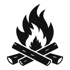 black campfire or bonfire icon. flat simple trend modern logotype graphic art design isolated element. concept of outdoor recreation with friends or minimal label for camper like bright flame