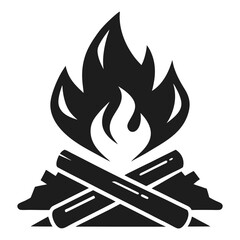 black campfire or bonfire icon. flat simple trend modern logotype graphic art design isolated element. concept of outdoor recreation with friends or minimal label for camper like bright flame