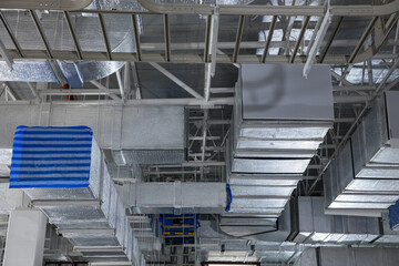Industrial HVAC duct system in large building