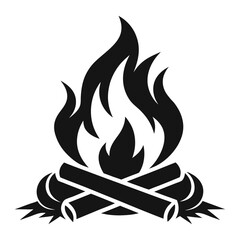 Campfire icon, bonfire vector silhouette, fire vector  
