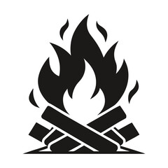Campfire icon, bonfire vector silhouette, fire vector  

