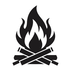 Campfire icon, bonfire vector silhouette, fire vector  
