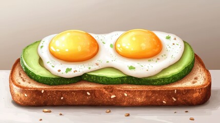 avocado toast with fried egg isolated on transparent background