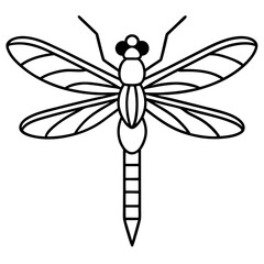 Elegant Dragonfly Illustration in Minimalist Black and White Design