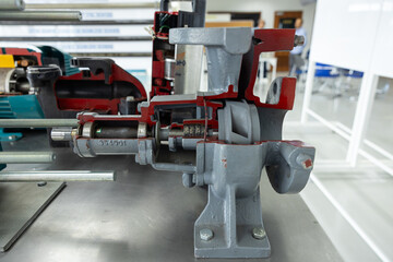 Fototapeta premium Industrial Pump Cutaway Model in Workshop