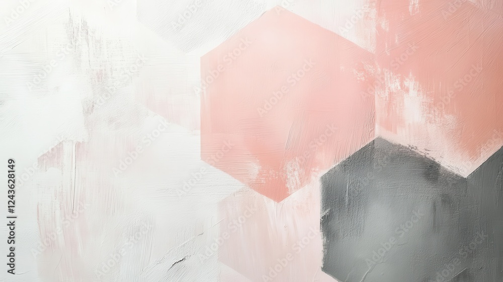 Leinwandbilder elegant white background with soft pastel hexagonal shapes creating a calm minimalist atmosphere