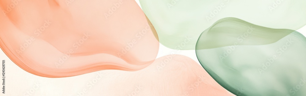Poster elegant pastel shapes in peach and mint hues creating a calming visual composition for modern decor