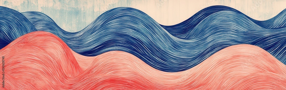 Leinwandbilder Elegant gradient of pencil strokes creating rhythmic waves in soft colors showcasing creativity and artistic expression