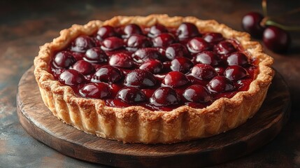 baked cherry pie isolated on transparent background