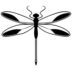 Elegant Dragonfly Illustration in Minimalist Black and White Design